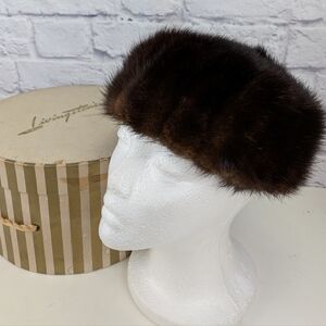Vintage Livingston's Youngstown Ohio Pillbox Fur Hat & Box